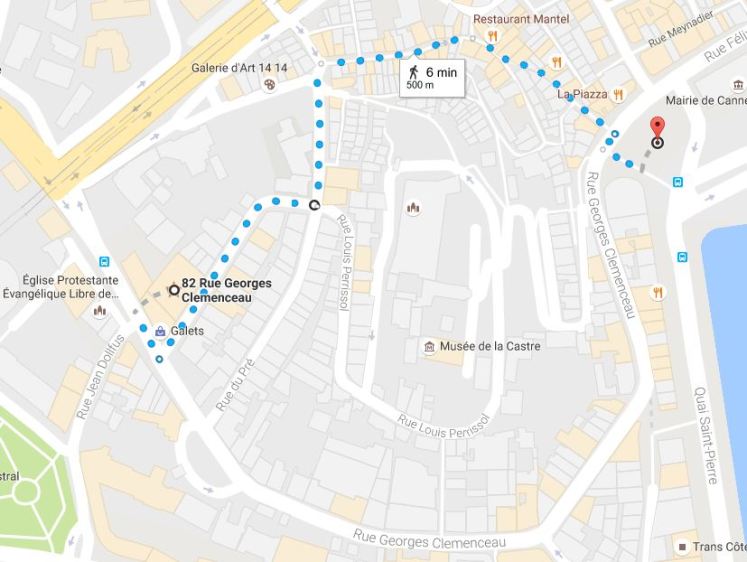 carte_trajet_appartement_garecentralebus_500m_6mn_apieds