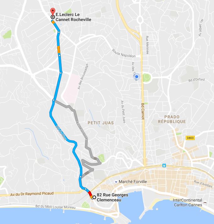 carte_trajet_appartement_leclerc_2800m_7mn_voiture