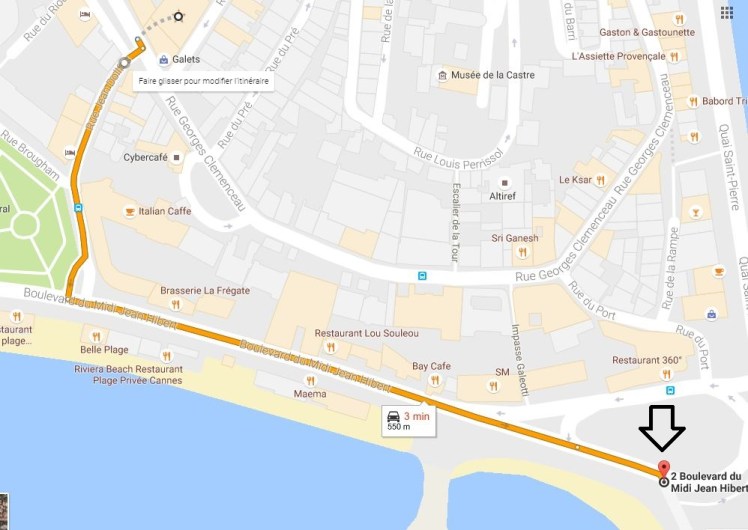 carte_trajet_appartement_parkinglaubeuf_550m_3mn_voiture_2