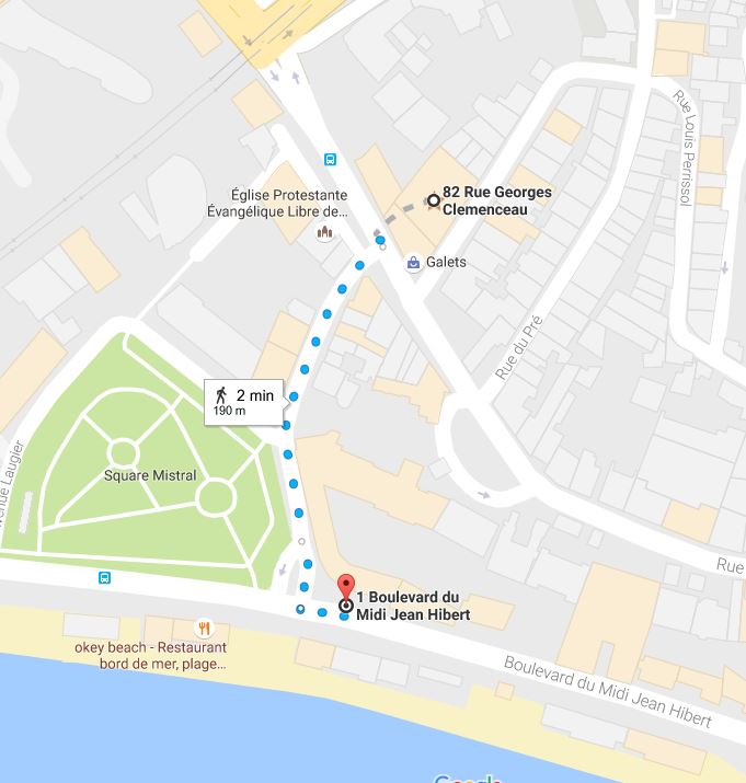 carte_trajet_appartement_plage_190m_2mn_apieds